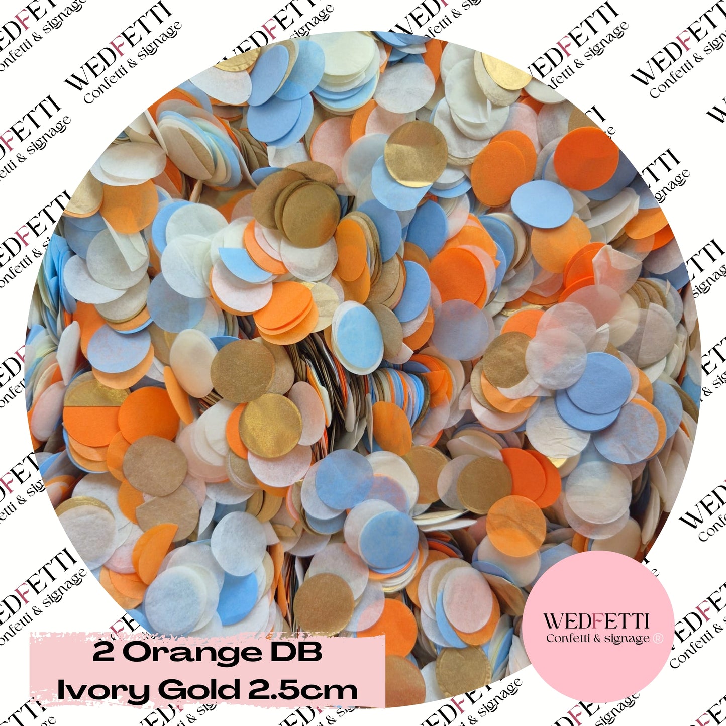 Circles Large 2.5cm Biodegradable - 2 Orange DB Ivory Gold
