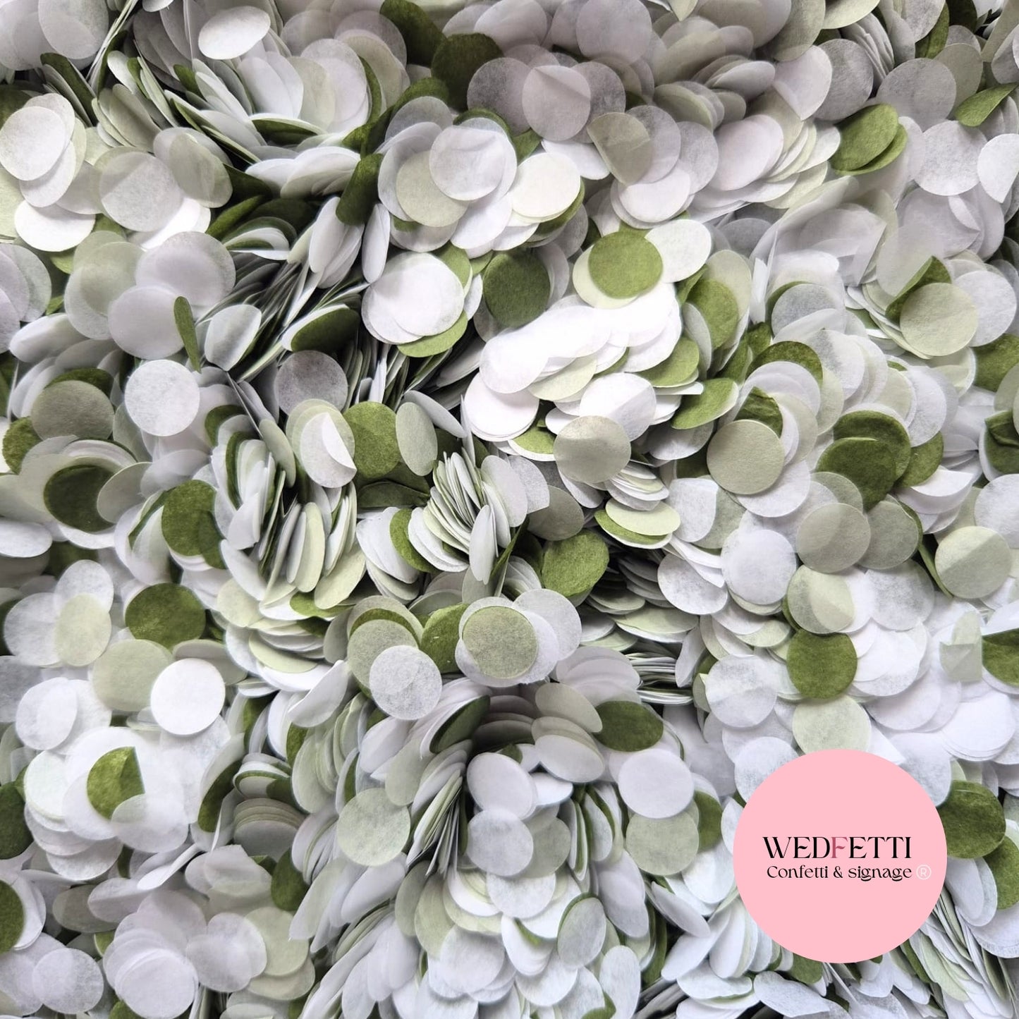 Slow falling paper Confetti - Sage Olive White Light Sage Grey