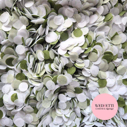 Slow falling paper Confetti - Sage Olive White Light Sage Grey