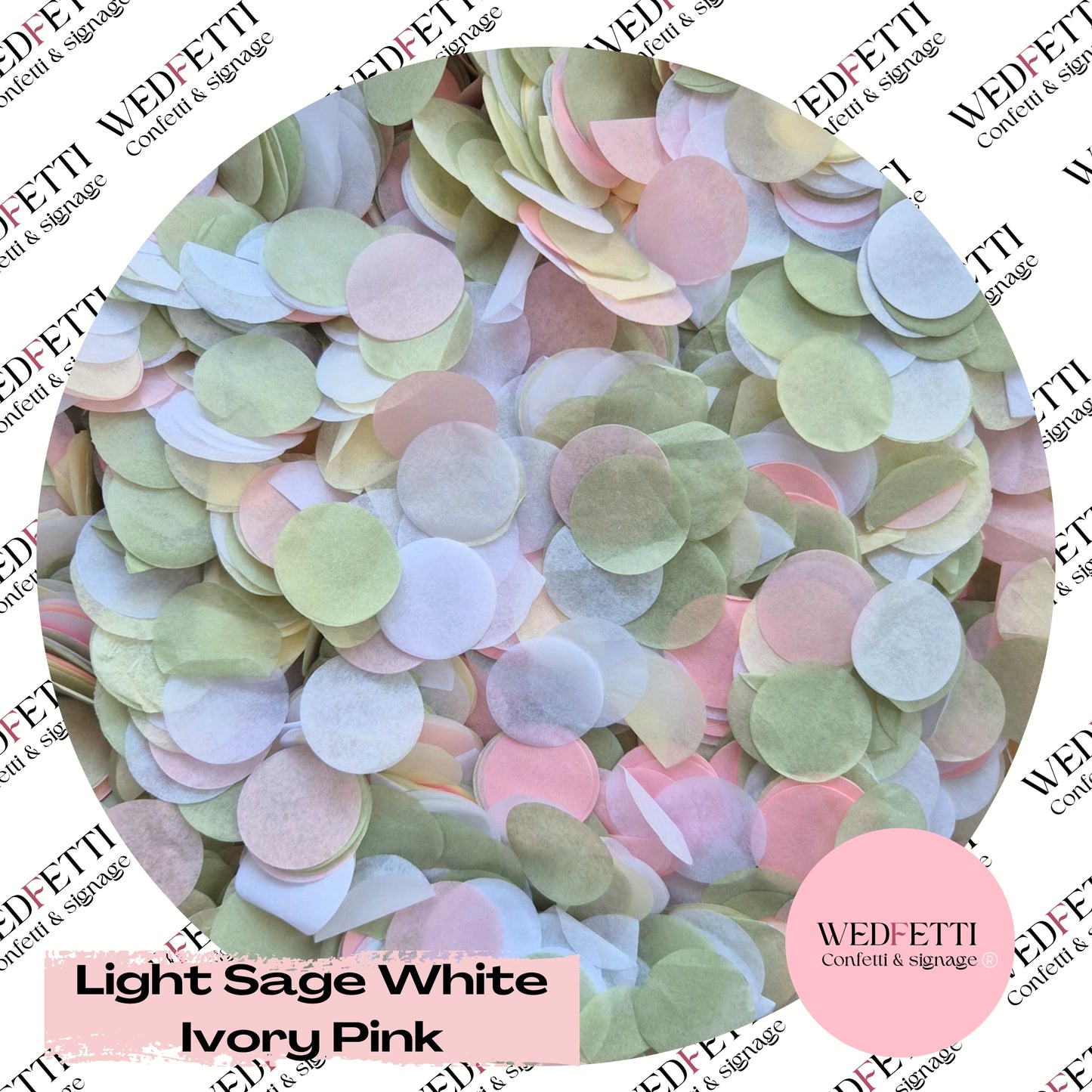 Circles Large 2.5cm Biodegradable - Light Sage White Ivory Pink