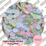 Circles Large 2.5cm Biodegradable - Light Sage White Ivory Pink