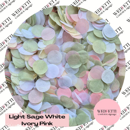 Circles Large 2.5cm Biodegradable - Light Sage White Ivory Pink
