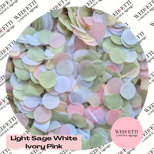 Circles Large 2.5cm Biodegradable - Light Sage White Ivory Pink