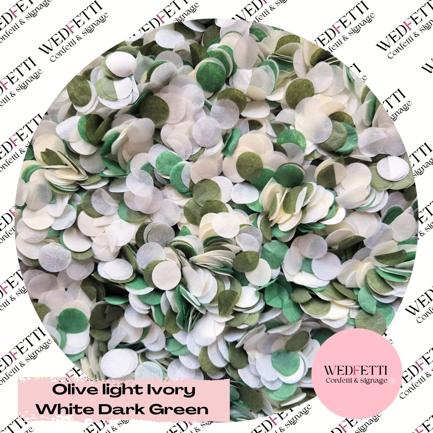 Slow falling paper Confetti - Olive Light Ivory white dark Green