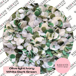 Slow falling paper Confetti - Olive Light Ivory white dark Green