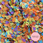 Slow falling paper Confetti - Orange Yellow Lime PBlue Purple