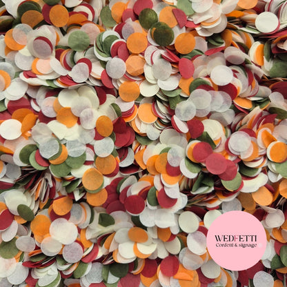 Slow falling paper Confetti - Olive Light Ivory Orange Wine