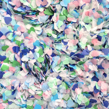 Paper Confetti hearts 1.5cm - 3 Blue Rose Mint White Green