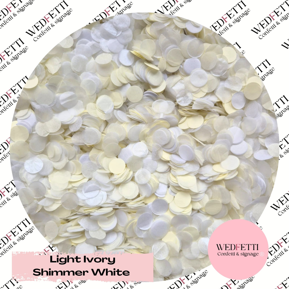 Slow falling paper Confetti - Light Ivory Shimmer white
