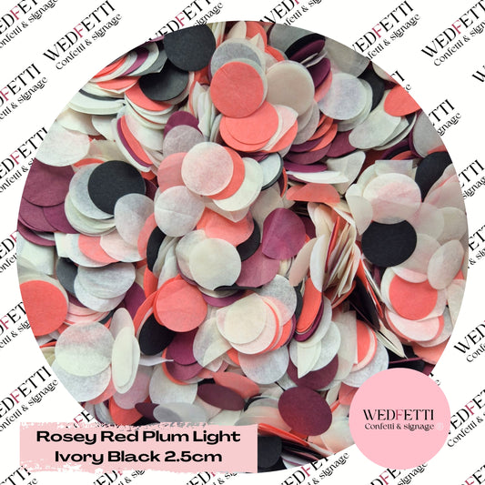 Circles Large 2.5cm Biodegradable - Rosey Red light Ivory plum Burgundy Black