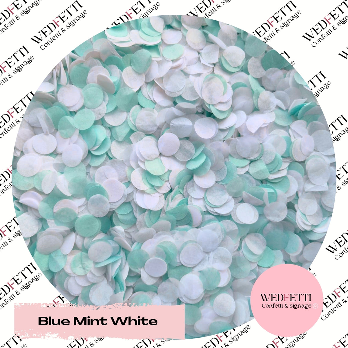 Slow falling paper Confetti - Blue Mint White