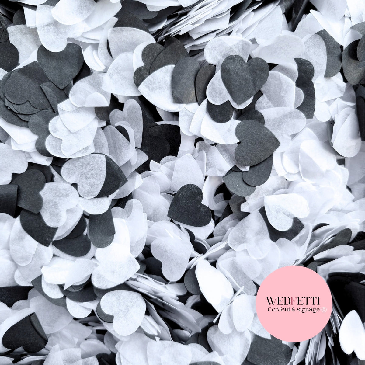 Biodegradable paper Confetti hearts - Black & White