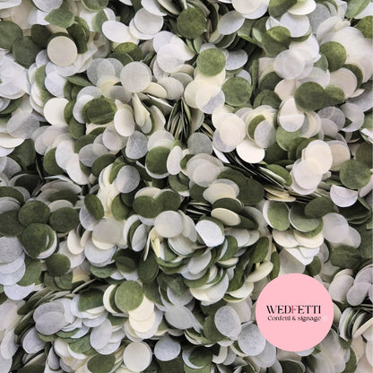 Slow falling paper Confetti - Olive Sage Light Ivory