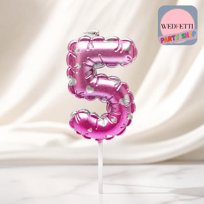 Numbered Balloon style Birthday candles- Pink
