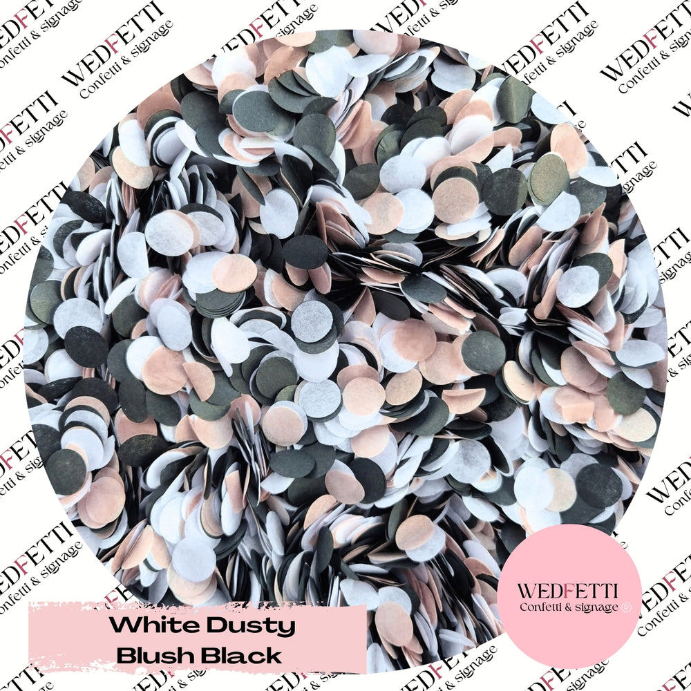 Slow falling paper Confetti - White Dusty Blush Black