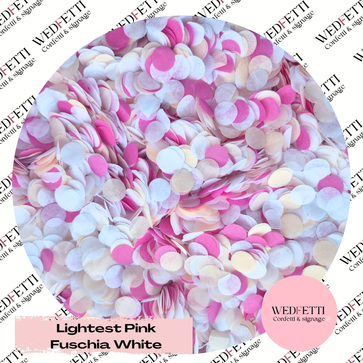 Slow Falling Paper Confetti - Lightest Pink, FUSCHIA & White