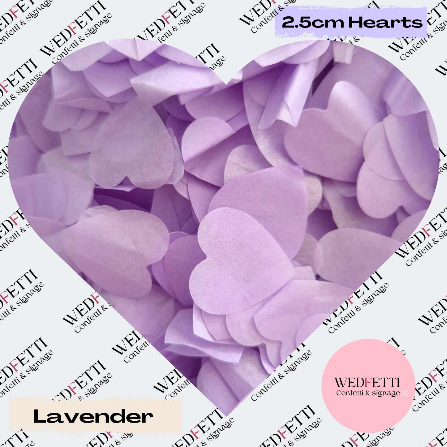 Biodegradable paper Confetti hearts - Lavender