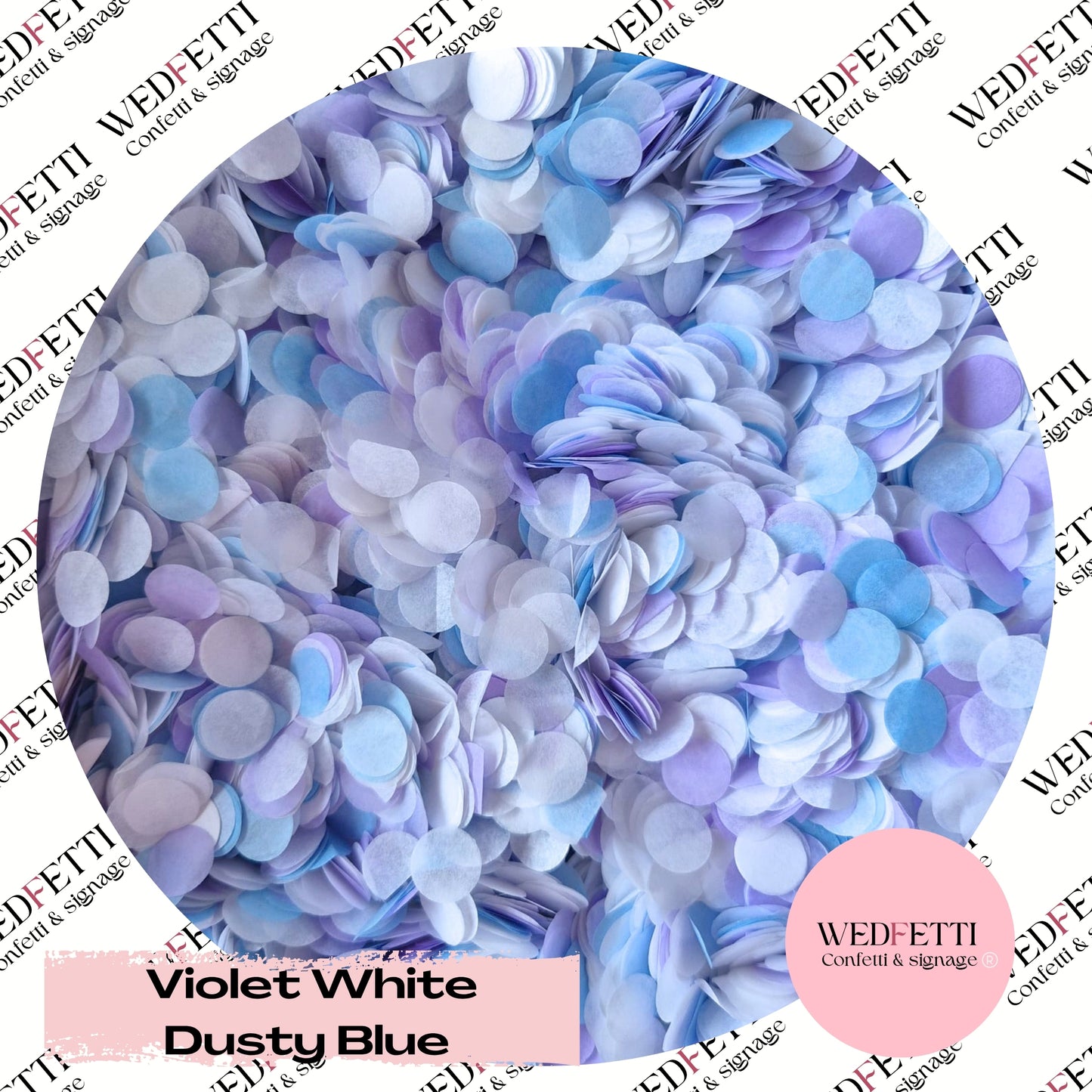 Slow falling paper Confetti - Violet White Dusty Blue
