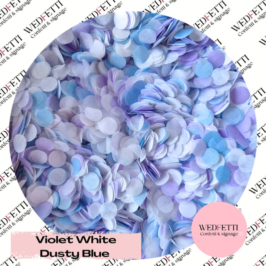 Slow falling paper Confetti - Violet White Dusty Blue