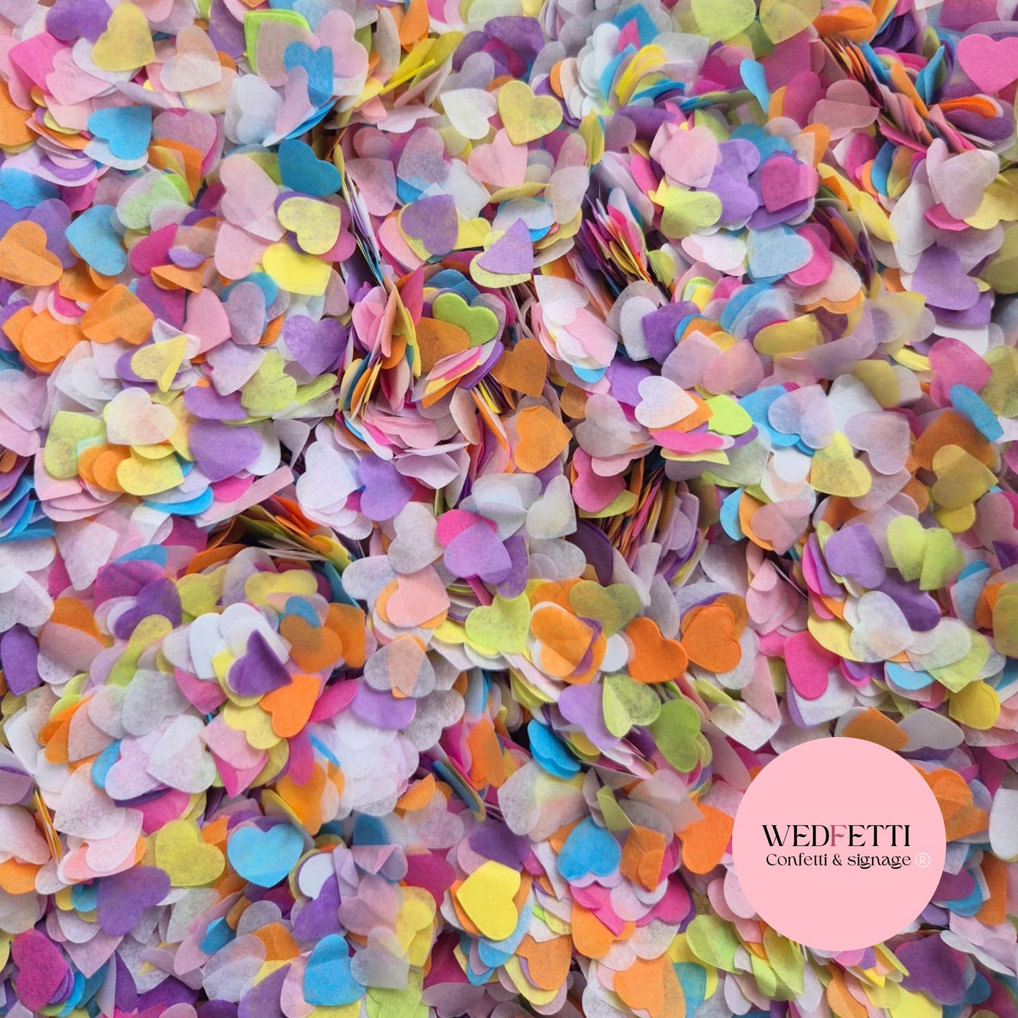 Paper Confetti hearts 1.5cm - Summer Party Mix Lavender Pink White