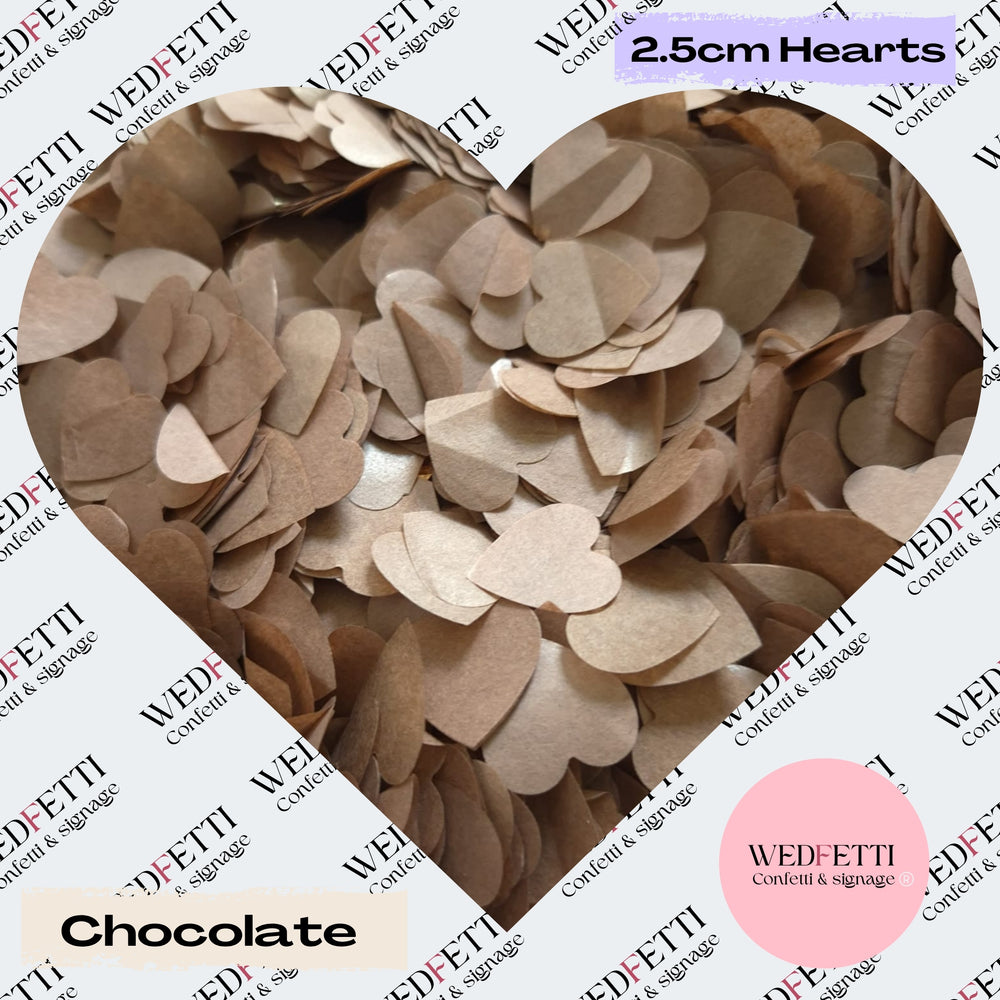 Biodegradable paper Confetti hearts - Chocolate