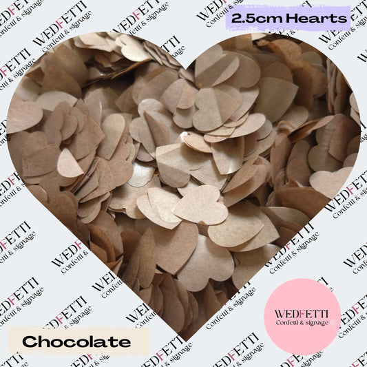 Biodegradable paper Confetti hearts - Chocolate