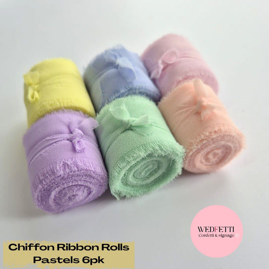Chiffon Ribbon Rolls 6 x Pack