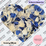 Biodegradable paper Confetti hearts - Ivory Blue