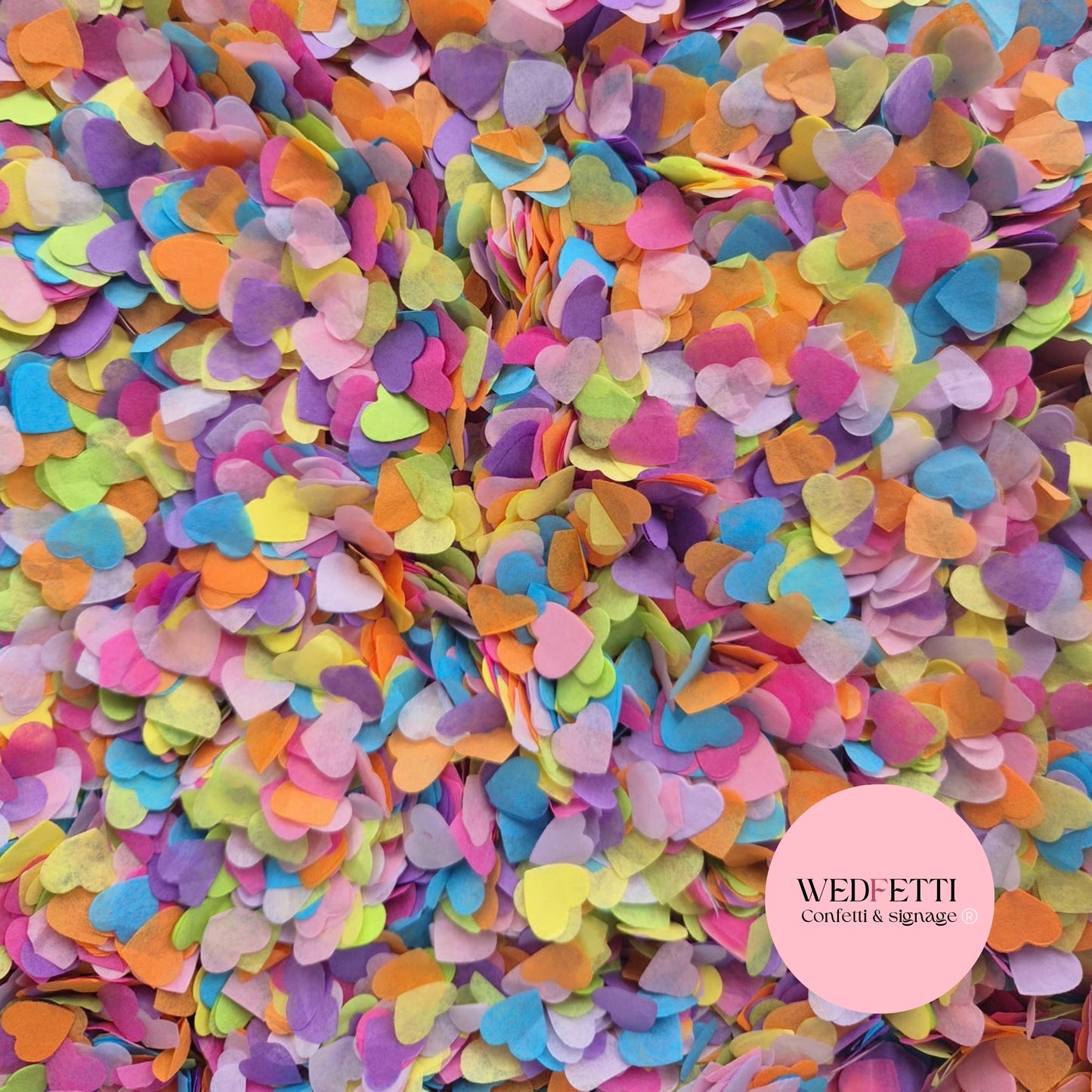 Paper Confetti hearts 1.5cm - Summer Party Mix Lavender Pink