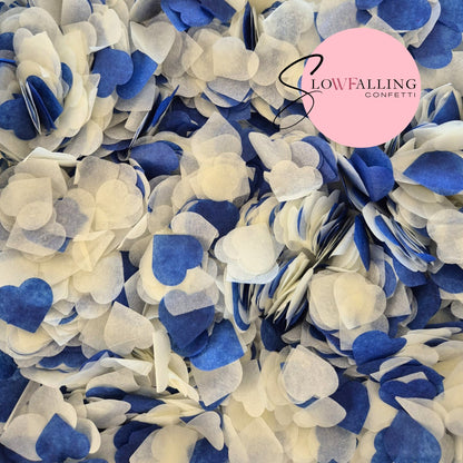 Biodegradable paper Confetti hearts - Ivory Blue