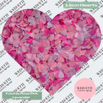 Paper Confetti hearts 1.5cm - Fuschia Rose Pink Lavender