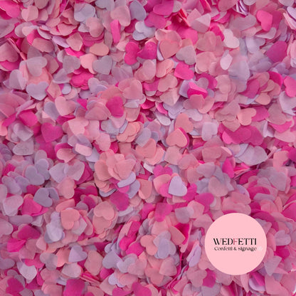 Paper Confetti hearts 1.5cm - Fuschia Rose Pink Lavender