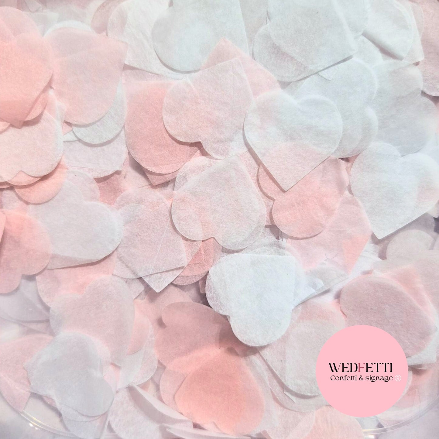 Biodegradable paper Confetti hearts - Baby Pink White