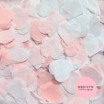 Biodegradable paper Confetti hearts - Baby Pink White