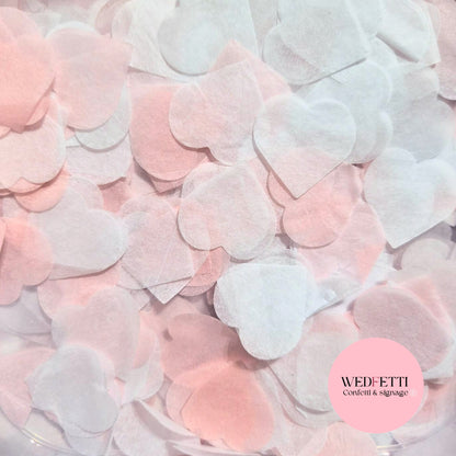 Biodegradable paper Confetti hearts - Baby Pink White