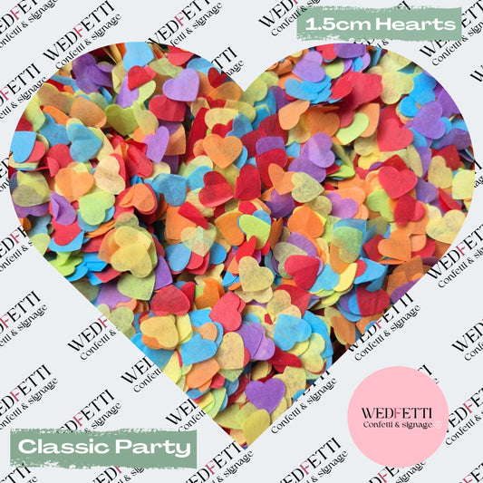 Paper Confetti hearts 1.5cm - Classic Party Mix