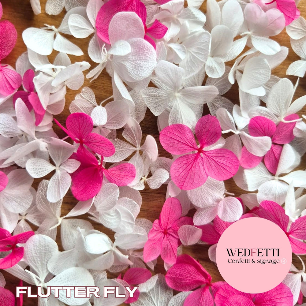 FlutterFly® Petal Confetti - White Fuschia