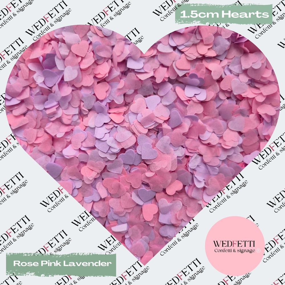Paper Confetti hearts 1.5cm - Rose Pink Lavender