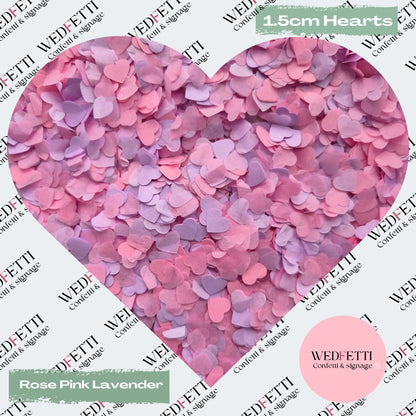 Paper Confetti hearts 1.5cm - Rose Pink Lavender