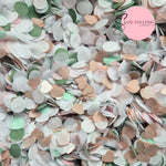 Slow falling paper Confetti - Sage Blush Rose Gold + Rose Gold hearts