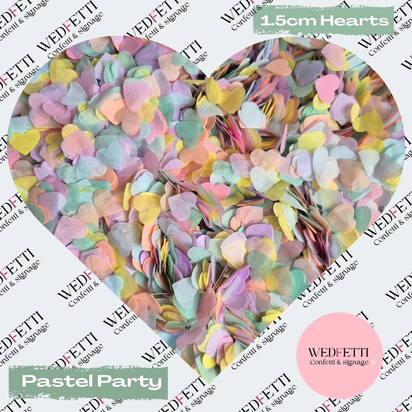 Paper Confetti hearts 1.5cm - Pastel Party Mix