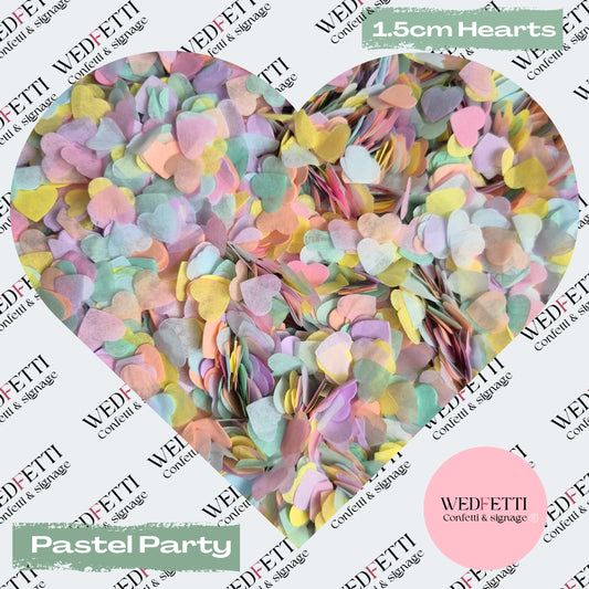Paper Confetti hearts 1.5cm - Pastel Party Mix