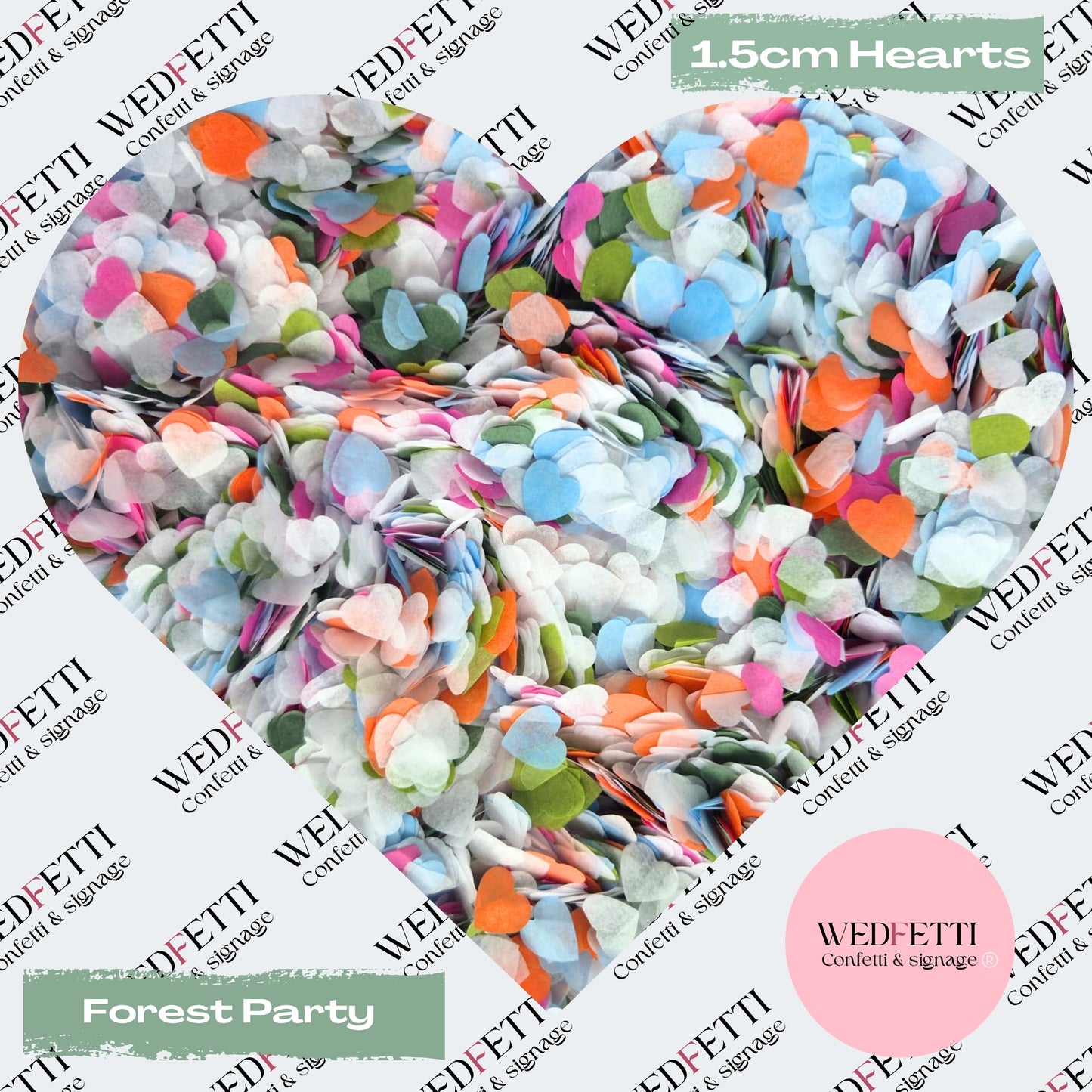 Paper Confetti hearts 1.5cm - Forest Party