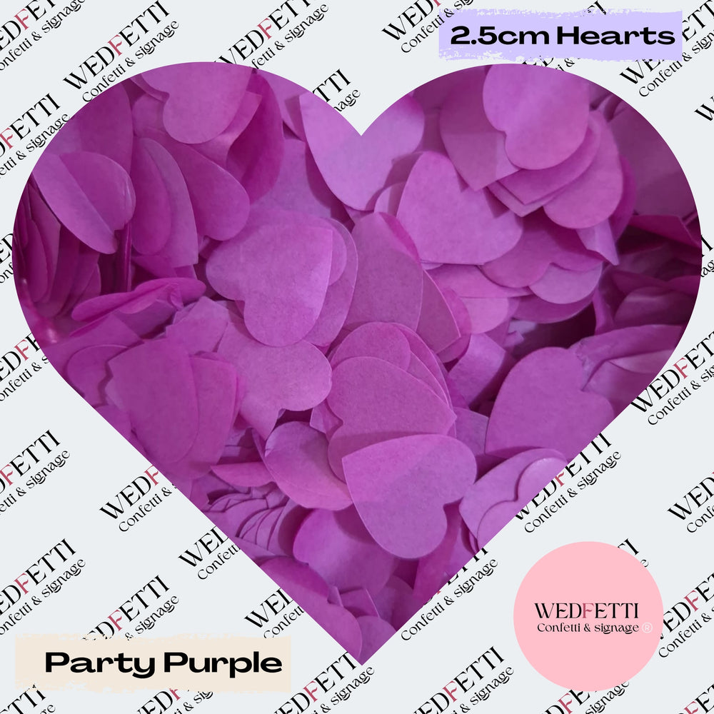 Biodegradable paper Confetti hearts - Party Purple
