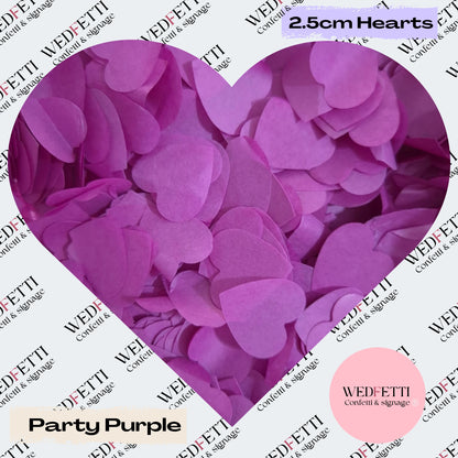 Biodegradable paper Confetti hearts - Party Purple