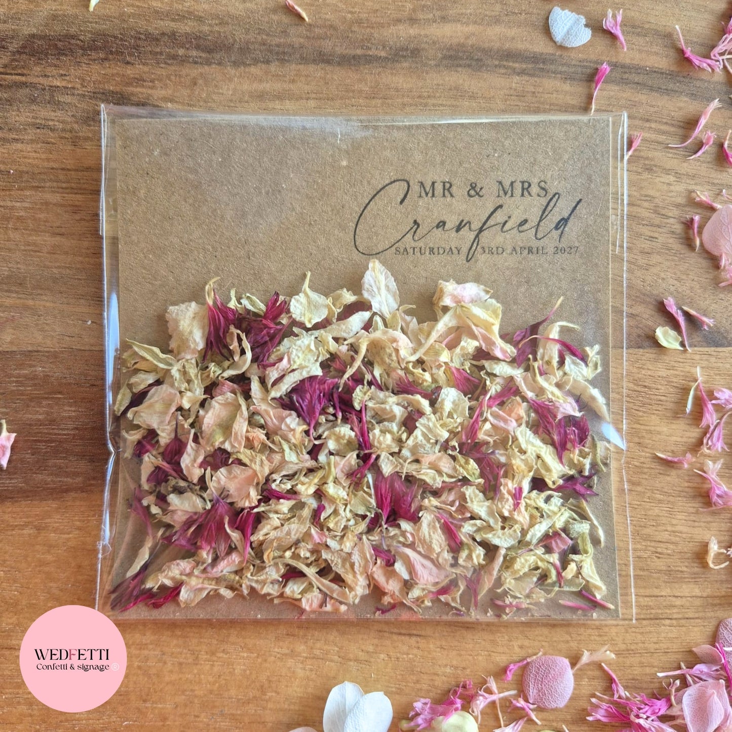 Ready to go Petal Confetti packs - Fully Compostable Packaging