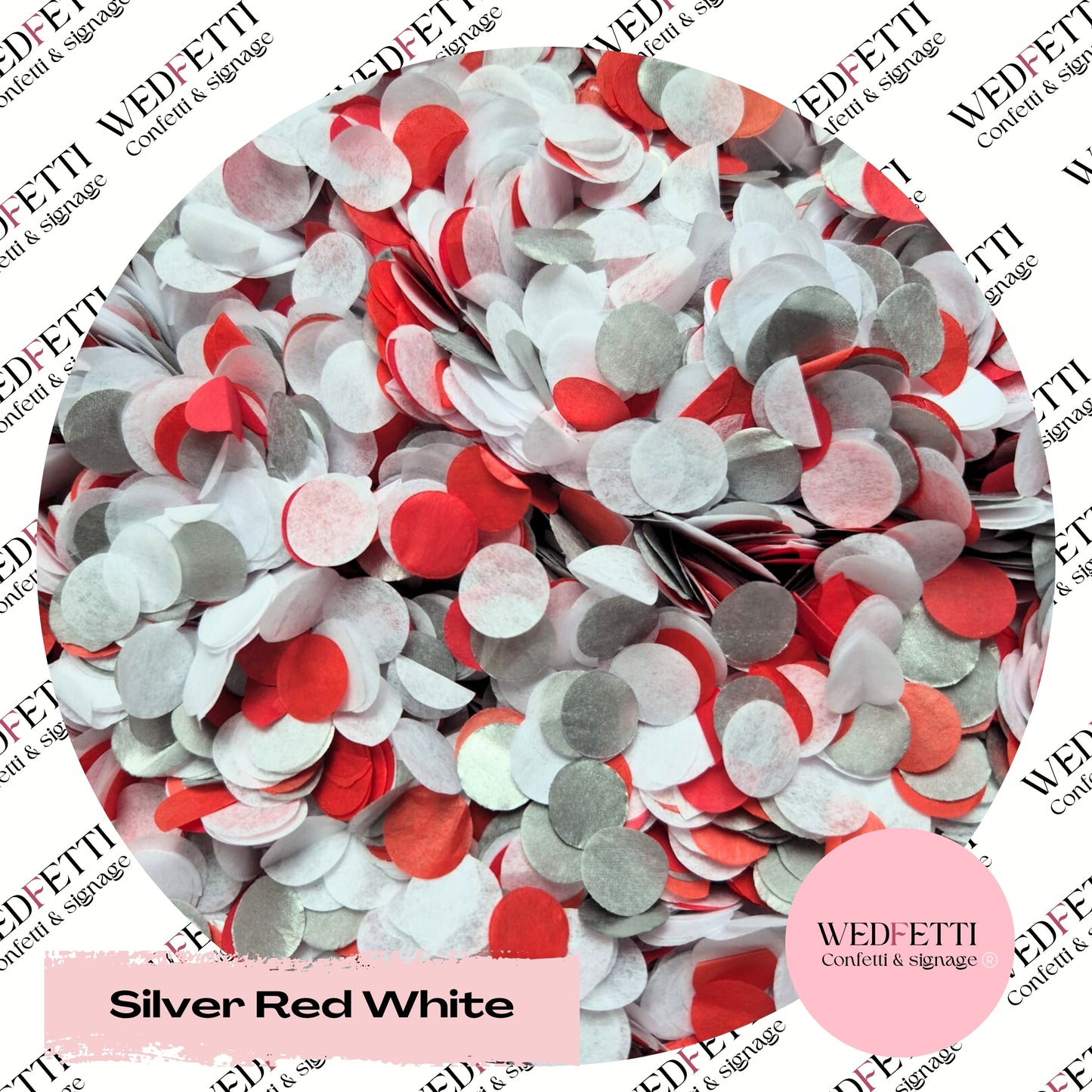 Slow falling paper Confetti - Silver Red White