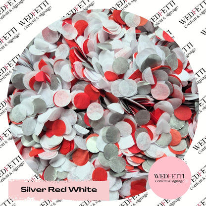 Slow falling paper Confetti - Silver Red White