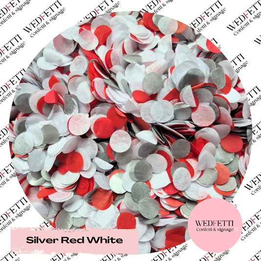 Slow falling paper Confetti - Silver Red White
