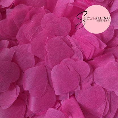 Biodegradable paper Confetti hearts - Electric Fuschia